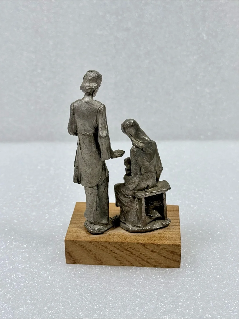 Vintage Holly Family Peltro Hand Chiseled Italian Pewter Signed